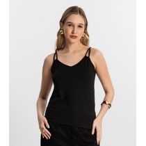 Blusa De Alça Semi Acabada Malha Delicate Rovitex Preto