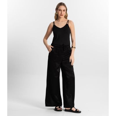 Blusa De Alça Semi Acabada Malha Delicate Rovitex Preto M / Preto