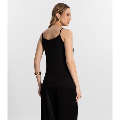Blusa De Alça Semi Acabada Malha Delicate Rovitex Preto M / Preto