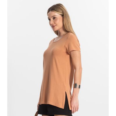 Blusa Básica Alongada Feminina Rovitex Marrom G / Marrom