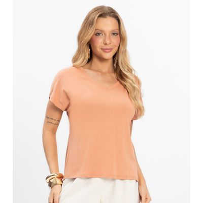 Blusa Básica Alongada Feminina Rovitex Marrom G / Marrom