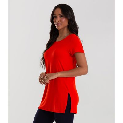 Blusa Básica Alongada Feminina Rovitex Vermelho P / Vermelho