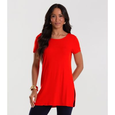 Blusa Básica Alongada Feminina Rovitex Vermelho P / Vermelho