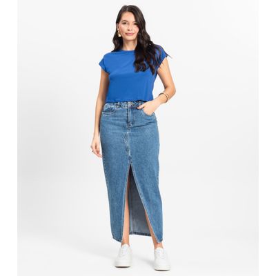 Blusa Básica Feminina Viscotorcion Rovitex Azul P / Azul