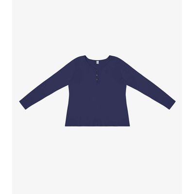 Blusa Feminina Com Botões Manga Longa Rovitex Azul G / Azul