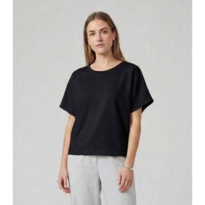 Blusa Feminina Básica Com Manga Curta Infinita Cor Preto G / Preto