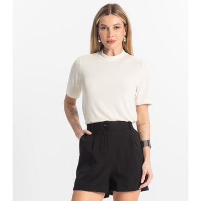 Blusa Feminina Básica em Malha Visco Rovitex Bege P / Bege