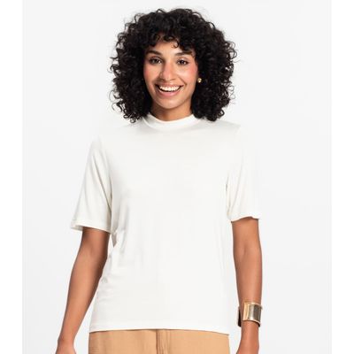 Blusa Feminina Básica em Malha Visco Rovitex Bege GG / Bege