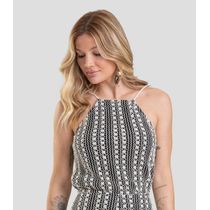 Blusa Cropped Feminina Efeito Crochê Dianna Preto