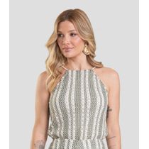 Blusa Cropped Feminina Efeito Crochê Dianna Verde