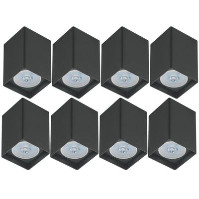 Kit 8 Spots Quadrado Preto de Sobrepor Termoplástico Lâmpada Par20 Alta Dital Cozinha Sala