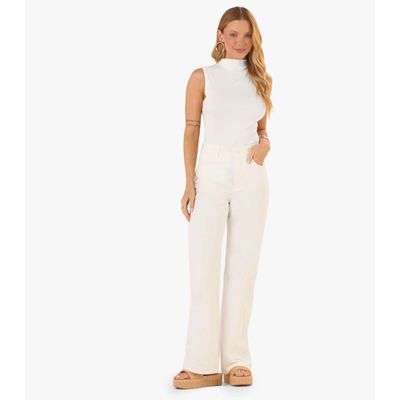 Blusa em Ribana Canelada Rovitex Bege M / Bege