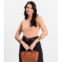 Blusa em Ribana Canelada Rovitex Marrom