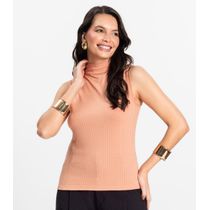 Blusa em Ribana Canelada Rovitex Marrom