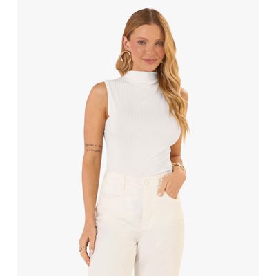 Blusa em Ribana Canelada Rovitex Bege P / Bege