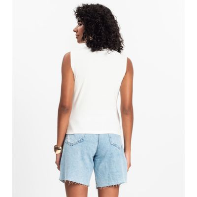 Blusa em Ribana Canelada Rovitex Bege P / Bege