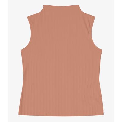 Blusa em Ribana Canelada Rovitex Marrom P / Marrom