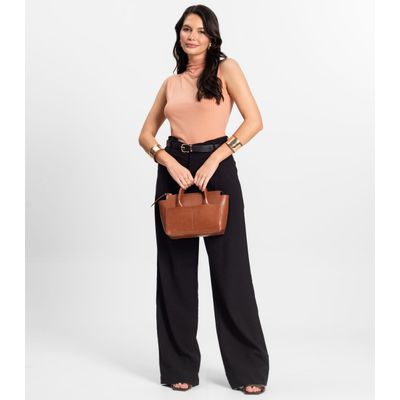 Blusa em Ribana Canelada Rovitex Marrom P / Marrom