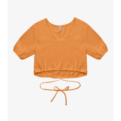 Blusa Cropped Feminina Decote V Rovitex Marrom M / Marrom