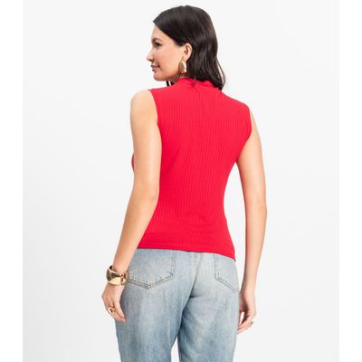 Blusa em Ribana Canelada Rovitex Vermelho P / Vermelho