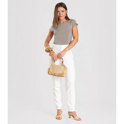 Blusa Feminina Decote Canoa Dianna Cinza GG / Cinza