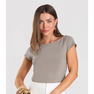 Blusa Feminina Decote Canoa Dianna Cinza GG / Cinza