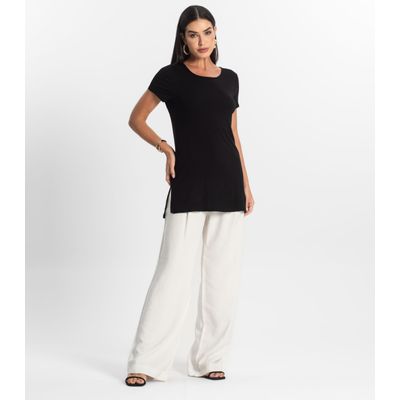 Blusa Básica Alongada Feminina Rovitex Preto M / Preto