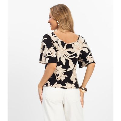 Blusa Cropped Feminina Visco Maquinetada Rovitex Preto P / Preto