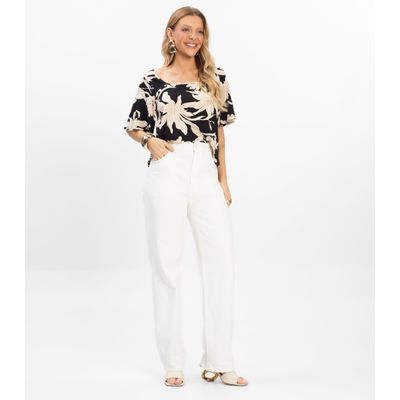 Blusa Cropped Feminina Visco Maquinetada Rovitex Preto M / Preto