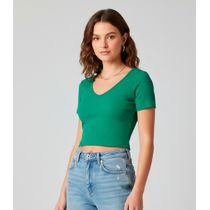 Blusa Canelada Com Decote Princesa Rovitex Verde