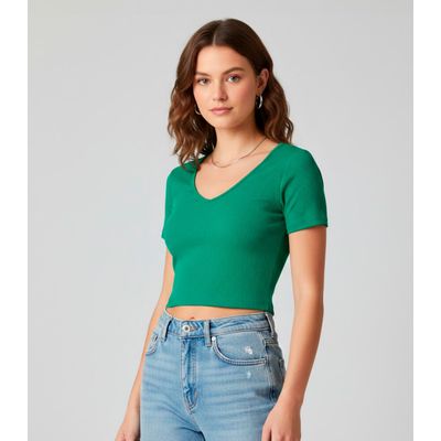 Blusa Canelada Com Decote Princesa Rovitex Verde GG / Verde