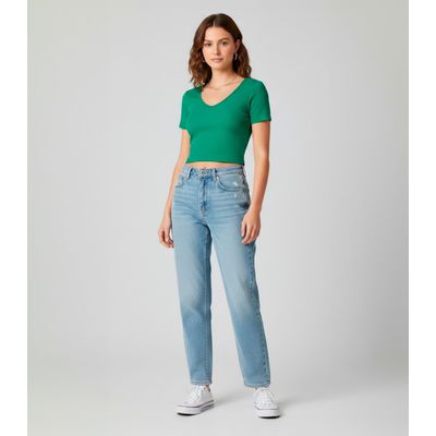 Blusa Canelada Com Decote Princesa Rovitex Verde G / Verde