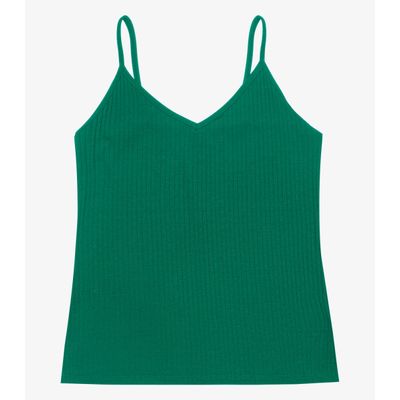Blusa De Alça Feminina Ribana Canelada Rovitex Verde P / Verde