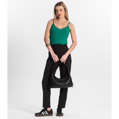 Blusa De Alça Feminina Ribana Canelada Rovitex Verde G / Verde