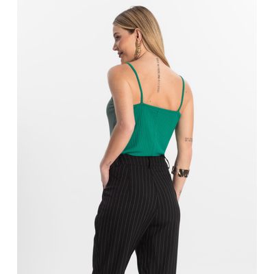 Blusa De Alça Feminina Ribana Canelada Rovitex Verde G / Verde