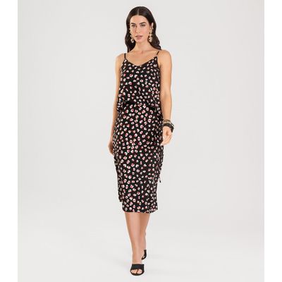 Blusa de Alça Feminina Estampada Dianna Preto M / Preto