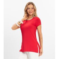 Blusa Básica Alongada Feminina Rovitex Vermelho