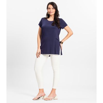Blusa Básica Alongada Feminina Rovitex Azul GG / Azul