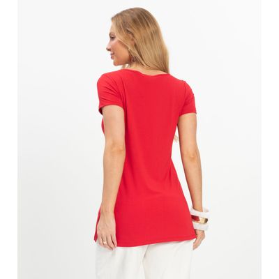 Blusa Básica Alongada Feminina Rovitex Vermelho GG / Vermelho