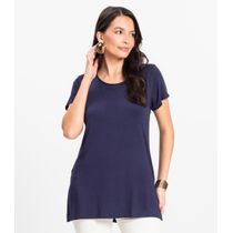 Blusa Básica Alongada Feminina Rovitex Azul