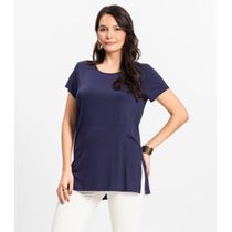 Blusa Básica Alongada Feminina Rovitex Azul