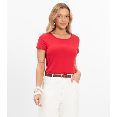 Blusa Básica Alongada Feminina Rovitex Vermelho P / Vermelho