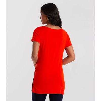 Blusa Básica Alongada Feminina Rovitex Vermelho M / Vermelho