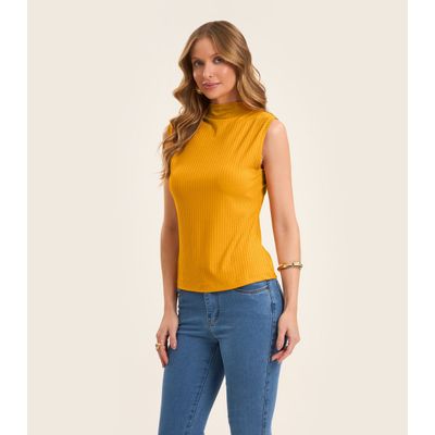 Blusa em Ribana Canelada Rovitex Amarelo M / Amarelo