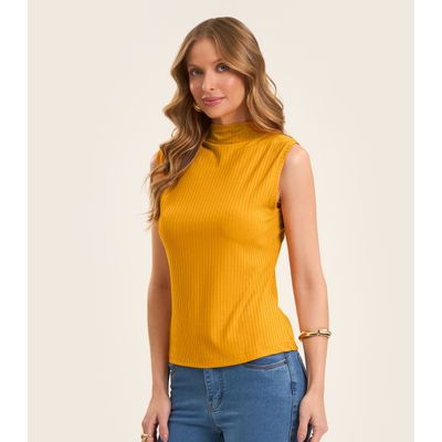 Blusa em Ribana Canelada Rovitex Amarelo P / Amarelo