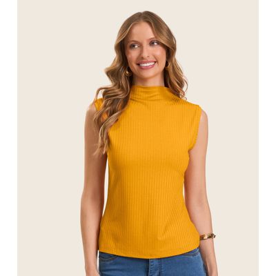 Blusa em Ribana Canelada Rovitex Amarelo GG / Amarelo