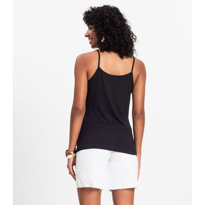 Blusa de Alça Feminina Viscotorcion Básica Rovitex Preto M / Preto