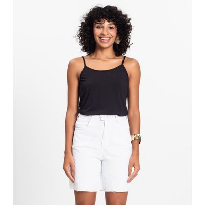 Blusa de Alça Feminina Viscotorcion Básica Rovitex Preto M / Preto