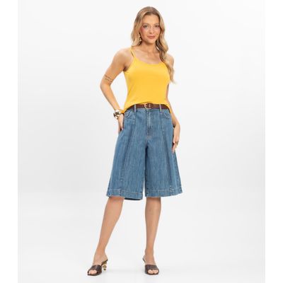 Blusa de Alça Feminina Viscotorcion Básica Rovitex Amarelo G / Amarelo