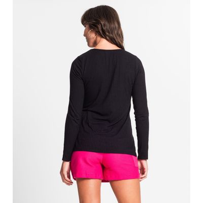 Blusa Feminina Canelada Manga Longa Básica Endless Preto M / Preto